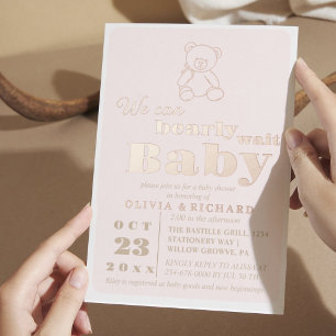 Rose Gold Foil Moderne Ours Baby shower Invitation