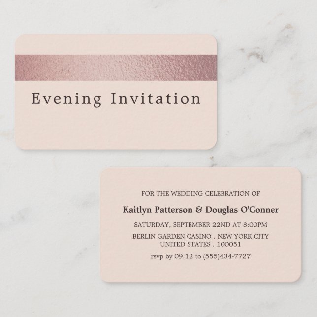 Rose Gold Foil Stripe, Evénement du soir Ticket In (Devant / Derrière)