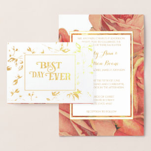 Rose Gold Foil Typographie Mariage Invitations