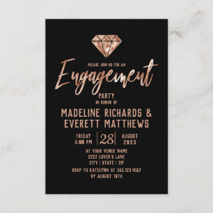 Rose Gold Gem Diamond Engagement Party Invitation
