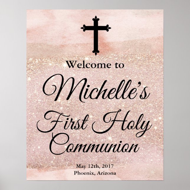 Rose Gold Girl First Holy Communion Affiche de bie (Devant)