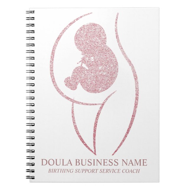 Rose Gold Glitter Doula & Birth Coach Journal (Devant)