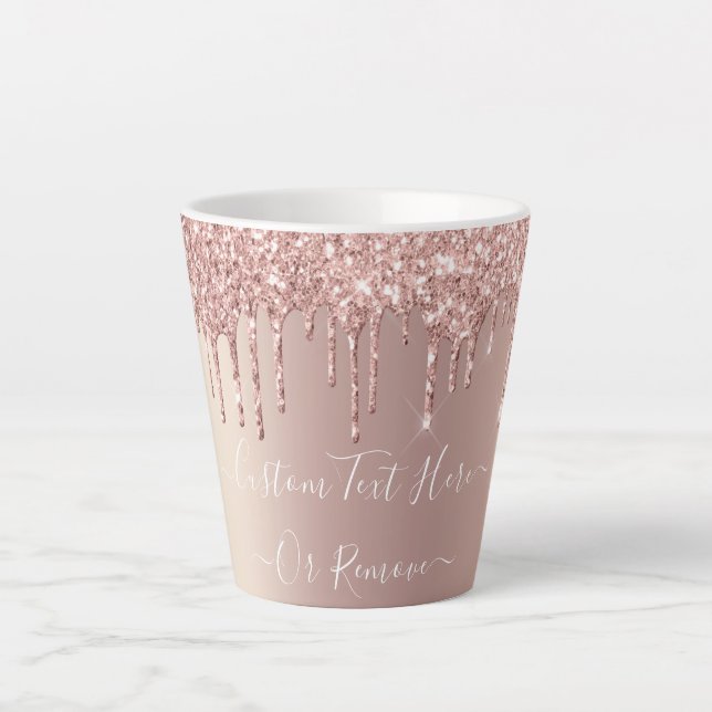 Rose Gold Glitter Latte Mug - Custom Text Name (Devant)