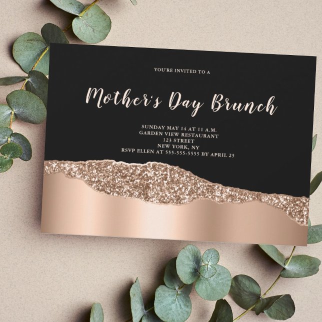 Rose Gold Glitter Mother's Day Brunch Invitation (Créateur téléchargé)