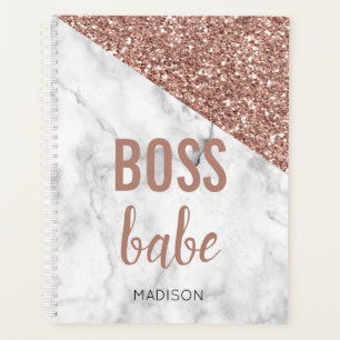 Rose Gold Glitter Personnalisé Marble Boss Babe