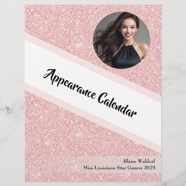 Rose Gold Glitz | Page Calendrier du Classeur Page (Devant)