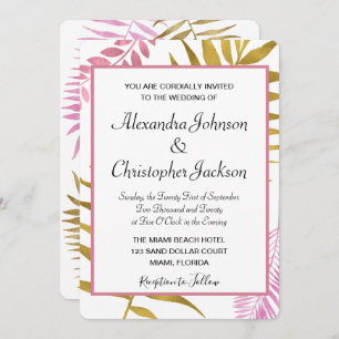 Rose Gold & Gold Foil Faire-part de mariage Tropic