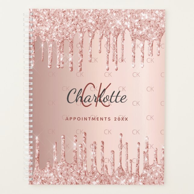 Rose gold goutte monogramme script (Devant)