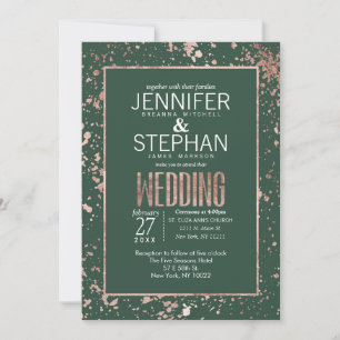 Rose Gold Green Paint Invitation au mariage
