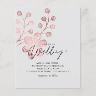 Rose Gold Grey Botanical Wedding Invitations
