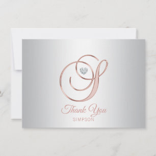 Rose Gold Gris Argent Élégant Merci S