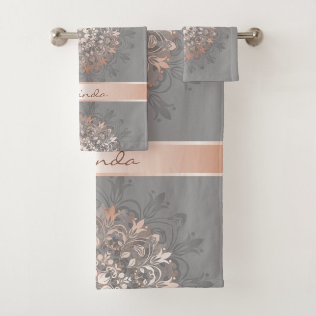 Rose Gold Gris | Mandala Floral | Monogramme (En situation)