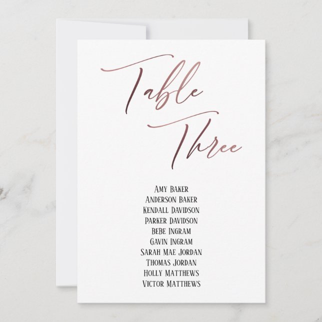 Rose Gold Handwriting Tableau Trois Sièges (Devant)