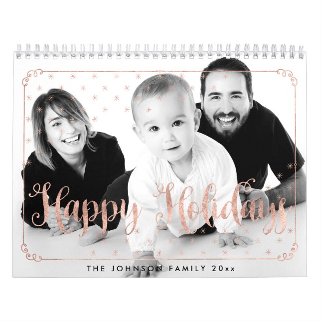 Rose Gold Happy Holidays Calendriers Photo (Protection)