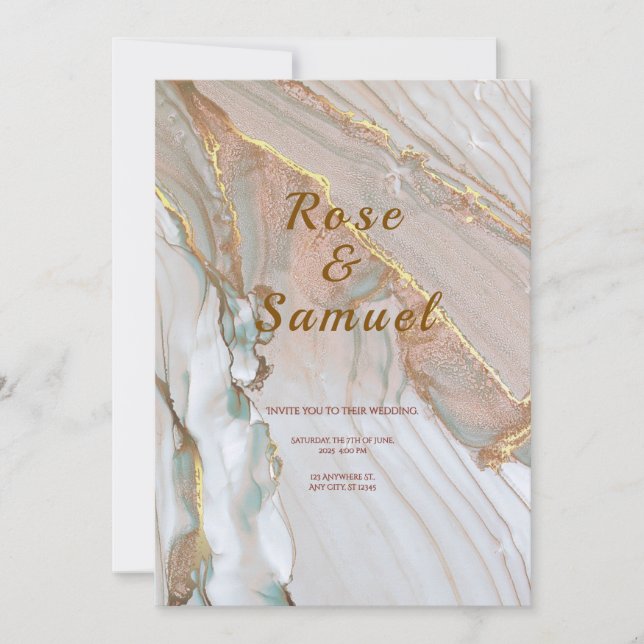 Rose Gold Ink Aesthetic Chic Wedding Invitation (Devant)