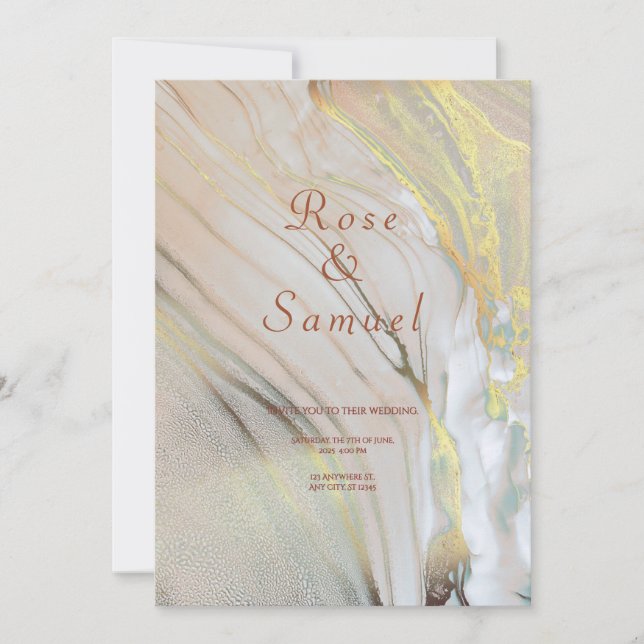 Rose Gold Ink Aesthetic Chic Wedding Invitation (Devant)