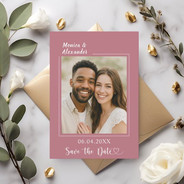 Rose gold ivory photo mariage Save the Date (Créateur téléchargé)