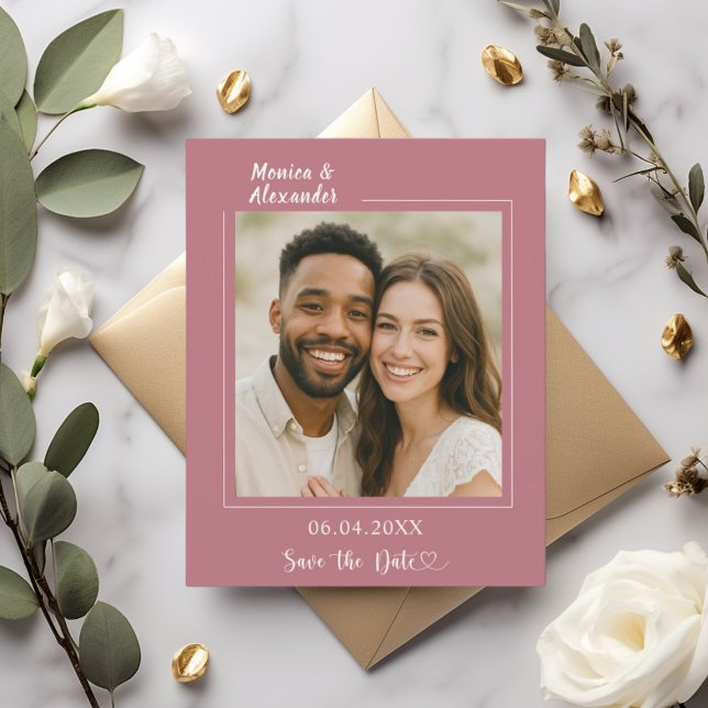 Rose gold ivory photo wedding Save the Date card (Créateur téléchargé)