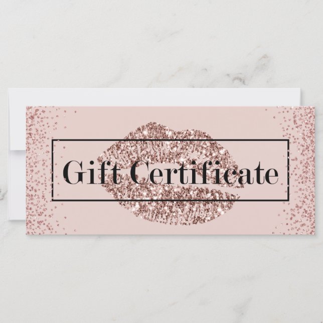 Rose Gold Lips Blush Pink Salon Certificats cadeau (Devant)