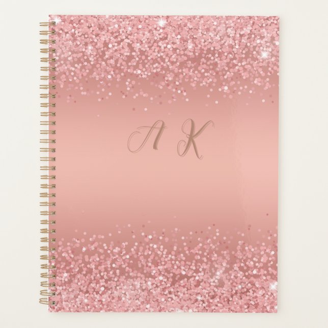 Rose Gold Luxe Élégant Monogramme Brillance (Devant)