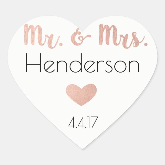 Rose Gold, M. & Mme Stickers - Faveurs de mariage (Devant)