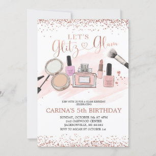 Rose Gold Makeover Girl Invitation fête d'annivers