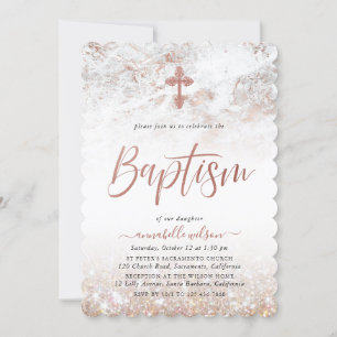 Rose Gold Marble Girl Baptême Invitation