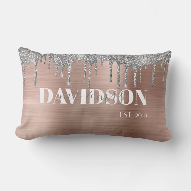 Rose Gold Mariage personnalisé Lumbar Coussin (Recto)
