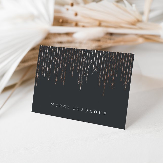 Rose Gold Marquee Thank you Note Cartes (Créateur téléchargé)