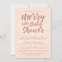 Rose Gold Merry Little Baby shower Invitation