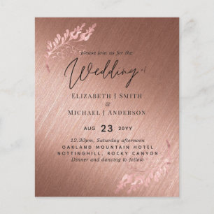 Rose Gold Metallic Look Budget Wedding Invite