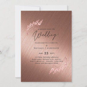 Rose Gold Metallic Look Budget Wedding Invite