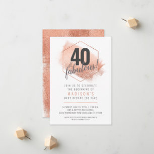 Rose Gold Minimaliste 40e anniversaire Invitation