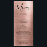 Rose Gold Minimaliste de typographie Mariage Menu<br><div class="desc">Ce menu couleur or rose en métal brossé est parfait pour le mariage formel de vos rêves. Customisez ce menu mariage avec vos propres détails et aliments mariages.</div>