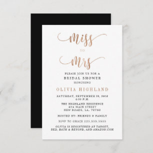 Rose Gold Miss à Mme Bridal Shower Invitations