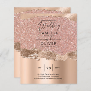 Rose Gold Moderne Glamor Mariage Invitation
