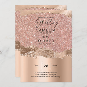 Rose Gold Moderne Glamor Mariage Invitation
