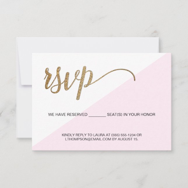 Rose Gold Moderne RSVP sans envoi de siège réservé (Devant)