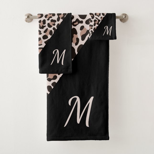 Rose Gold Monogram Imprimé Léopard Tendance (En situation)