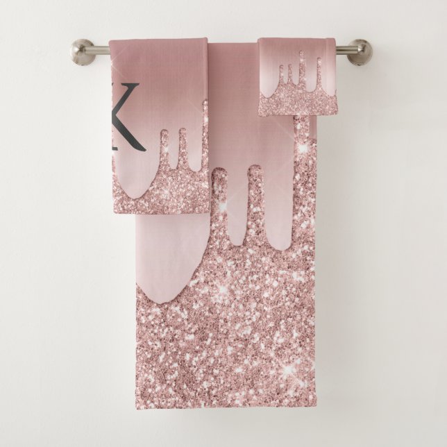 Rose Gold Monogramme Paillettes Tendance (En situation)