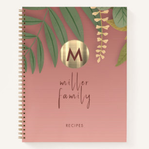 Rose Gold Monogramme Vert Famille Recette Livre