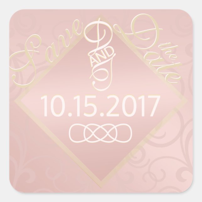 Rose Gold Motif Enregistrer les stickers Date (Devant)