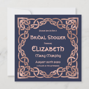 Rose Gold & Navy Blue Celtic Knot Invitation
