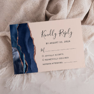 Rose Gold Nuit Bleue Agate Blush Réponse au Mariag