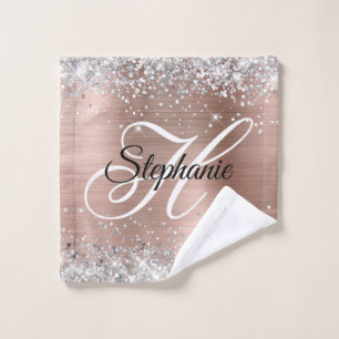 Rose Gold Pailleté Argenté Monogramme Fantaisie