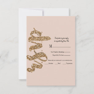Rose Gold Pailleté Blush Glam Mariage RSVP Réponse