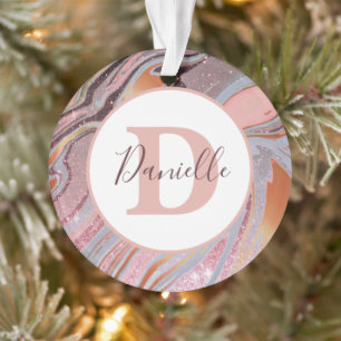 Rose gold pailleté et marbre personnalisé