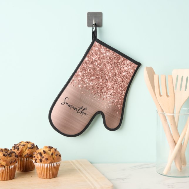 Rose Gold Pailleté Glam Nom (In situ (suspendu))
