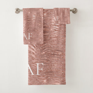 Rose Gold Pailleté Impression Animaux Nom Monogram