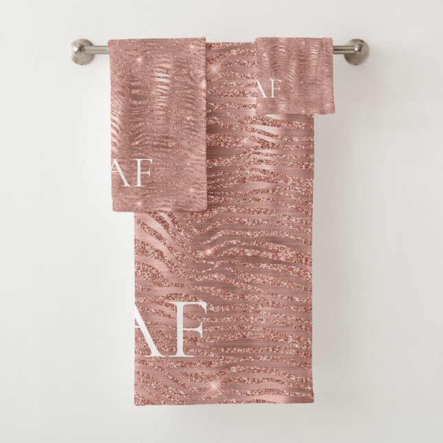 Rose Gold Pailleté Impression Animaux Nom Monogram (En situation)